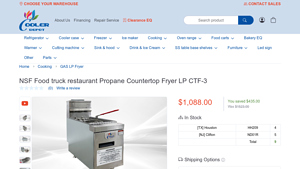 Cooler Depot - NSF Propane Countertop Fryer CTF-3