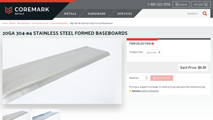 Core Mark Metals - 20GA 304 #4 Stainless Steel Baseboards