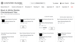 Country Floors - Black and White Marble Checkerboard Tiles