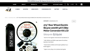 Cullen E-Bikes - 27.5” Rear Wheel Electric Bicycle Conversion Kit