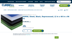 Curbell Plastics - UHMW Sheet 2 Black Reprocessed