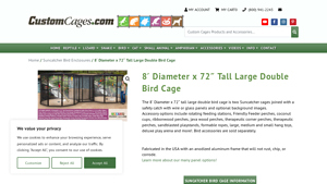 Custom Cages - 8 x 72 Large Double Bird Cage