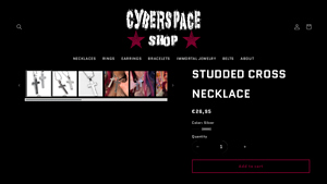 Cyberspace - Studded Cross Necklace