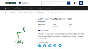 Nifty - 9.5m Trailer Mounted Cherry Picker