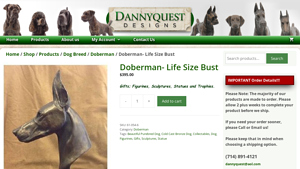 Danny Quest - Doberman Life Size Bust
