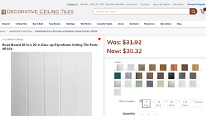 Decorative Ceiling Tiles - Bead Board Styrofoam Ceiling Tile Pack