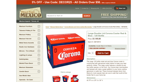 Direct From Mexico - Large Double Lid Corona Cooler Red & Blue