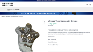 Display Fixture Superstore - Mirrored Chrome and Gold Half Torso Mannequin