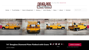Douglass - 14' Diamond Plate Flatbed with Crane