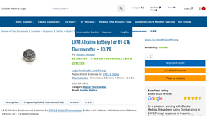 Dunbar Medical - LR41 Alkaline Battery 10/PK