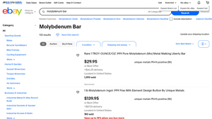 Molybdenum Bar - Various Sizes & Purity Options