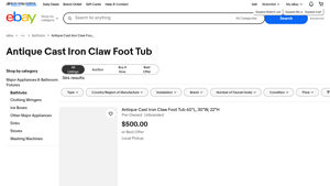 Antique Cast Iron Claw Foot Tub - 60L x 30W x 22H