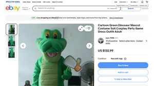 Cartoon - Green Dinosaur Mascot Costume