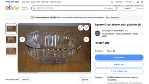 Square Crystal Bowl - Gold Rim 9