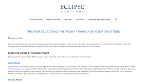 Eclipse Shutters - Six Stylish Frame Options