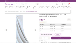 Efavormart - White Polyester Fabric Bolt