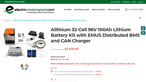 Alithium - 32-Cell 96V 100Ah Lithium Battery Kit