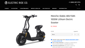 Electric Ride Co - MotoTec Diablo 48V/13Ah Electric Scooter