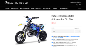 Electric Ride Co - MotoTec Hooligan 60cc Dirt Bike