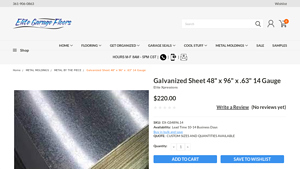 Elite Garage Floors - Galvanized Sheet Steel 14 Gauge