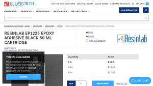Ellsworth - Resinlab EP1225 Epoxy Adhesive Black 50 mL Cartridge
