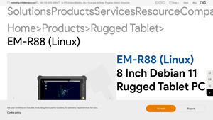 EMDOOR - 8 Inch Linux Debian Rugged Tablet PC