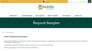 Enviro-Tote - Complimentary Tote Bags & Material Swatches