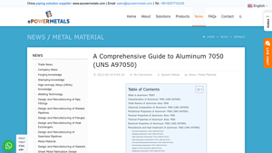 Epower Metals - Aluminum 7050 Alloy