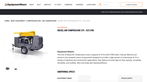 ATLAS COPCO - Diesel Air Compressor 375 - 425 CFM