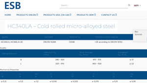 ESB Group - HC340LA Cold Rolled Micro-Alloyed Steel