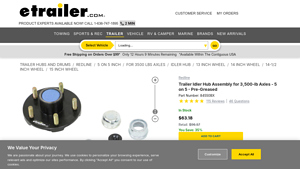 Redline - Trailer Idler Hub Assembly for 3,500-lb Axles
