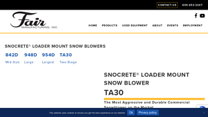 Fair Manufacturing - TA30 Snocrete® Loader Mounted Snowblower