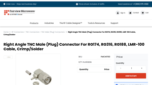 Fairview Microwave - Right Angle TNC Male Connector