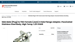 Fairview Microwave - SMA Male to TNC Female Flange Adapter