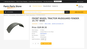 A&I Products - Front Wheel Tractor Mudguard Fender