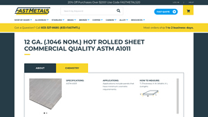 Fast Metals - 12 GA Hot Rolled Sheet ASTM A1011
