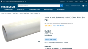 Ferguson - 24 in. x 20 ft. Schedule 40 PVC-DWV Pipe