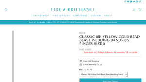 Fire and Brilliance - Classic 18k Yellow Gold Bead Blast Wedding Band