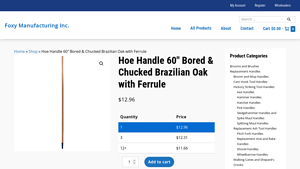 Foxy Mfg - Hoe Handle 60 Bored & Chucked