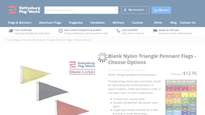 Gettysburg Flag - Blank Nylon Triangle Pennant Flags