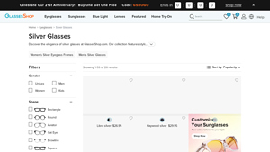 GlassesShop - Stylish Silver Eyeglasses Frames