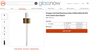 Glass Now - Dropper with Gold Collar & White Bulb