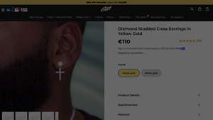 GLD - Diamond Studded Cross Earrings