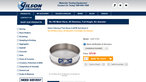 Gilson - V8SF #100 Sieve