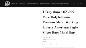 Gold and Silver Testing - 1 oz 999 Pure Molybdenum Walking Liberty Bar