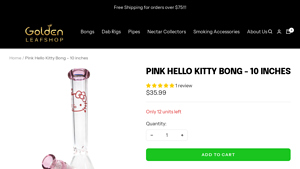 Golden Leaf - Pink Hello Kitty Bong