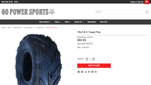 Go Powersports - 19x7-8 V Tread Tire