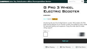 GOTRAX - G Pro 3 Wheel Electric Scooter