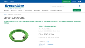 Green Line - 1.5 inch EPDM Rubber Water Suction Hose