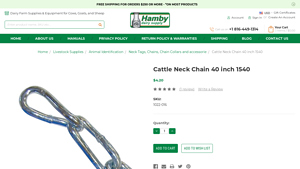 Hamby Dairy Supply - Cattle Neck Chain 40 Model 1540
